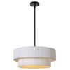 LamQee 3-Light Modern Drum Chandelier 2-Tier Semi-Flush Mount Pendant Light Fixtures with Fabric Lampshades - 2 of 4