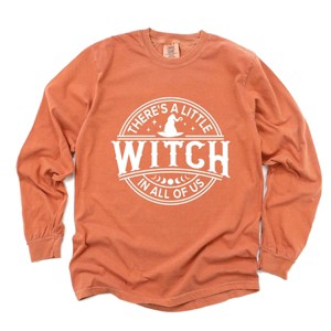 A Little Witch In All Of Us - Womens Garment Dyed Long Sleeve Graphic T-Shirt - 1 of 4