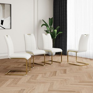 CAVINAS PU Leather Dining Chairs Set of 2/4,Modern Kitchen Chairs with Chrome Metal Legs,Dining Room Chairs Set of 2/4 for Living Room,Dining Table - 1 of 4