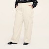 Women's Mid-Rise Barrel Leg Cargo Denim Pants - Woolrich x Target Cream - 2 of 3