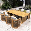 Moda Furnishings 6 - Person Acacia Wood Rope Weaving Patio Outdoor Dining Set With Cream Cushions - 2 of 4