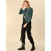 INSPIRE CHIC Women's Stand Collar Zip Up Flap Pocket Bomber Jacket - 4 of 4