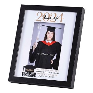 Dicksons FRMWDBL-810-105 Class of 2024 Congrats Graduate May He Give You The Desires Of Your Heart Glossy Black 11 x 9 Wood And Glass Shadow Box Style - 1 of 3