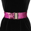 INSPIRE CHIC Women's Wide Waist Belts Interlock Buckles Sequins Decor Stretchy Belts 2PCS - 4 of 4