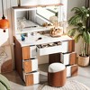 Whisen 44" Elegant Vanity Table with Large Lighted Mirror, Power Outlet, 7 Drawers and Shelves - 3 of 4