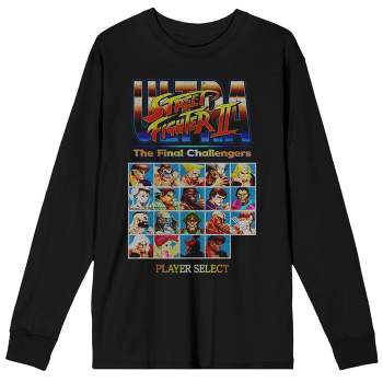 Street Fighter Final Challengers Player Select Men's Black Long Sleeve Shirt