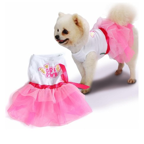 Laifug Girl Power Ruffle Lace Tulle Dog Dress, Festive Holiday Clothing For  Dogs - M - Pink/white : Target