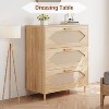 Rattan 3-Drawer Dresser - Modern Wood Storage Cabinet for Bedroom & Living Room - 3 of 4