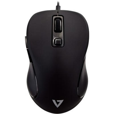 V7 MU300 PRO USB 6-Button Wired Mouse with Adjustable DPI - Black - Cable - Black - USB - 1600 dpi - 6 Button(s) - Symmetrical