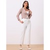 INSPIRE CHIC Women's Regular Fit Notched Lapel Ruched Sleeve Business Crop Blazer - 3 of 4