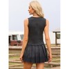 INSPIRE CHIC Women's Summer Causal Denim Pleated High Waist Tied A-Line Mini Jean Skirt - 3 of 4