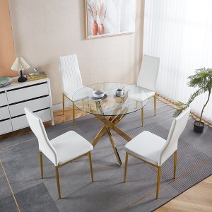 5-Piece Dining Set with Glass Table and Four Chairs - 1 of 4