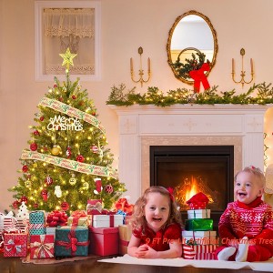 4.5FT/6FT/7.5FT/9 FTPre-Lit Artificial Christmas Tree w/ Multi-Color Lights Green PE & PVC Xmas Tree Hinged Branches & Foldable Metal Stand - 1 of 4