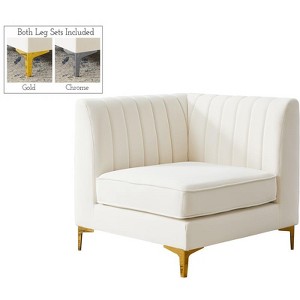 Meridian Furniture Alina Cream Velvet Corner Chair - 1 of 4