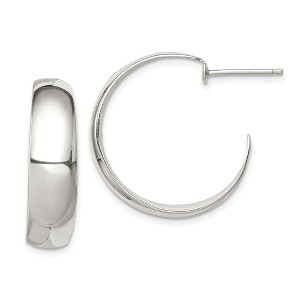Black Bow Jewelry Polished Sterling Silver, Half Round Half Hoops - 25mm (1 in) - 1 of 3