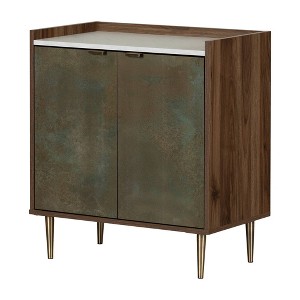 South Shore 31.75" Decorative Storage Cabinet Natural Walnut/Oxide Brown: Laminate Finish, Particle Board Frame, 2 Shelves - 1 of 4