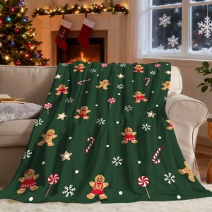 Christmas Throw Blanket 50 X 60 Inches Soft Cute Gingerbread-Man Christmas Blanket - 1 of 4