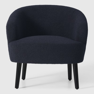 WestinTrends Alexandria 29" Wide Mid Century Modern Faux Shearling Barrel Accent Arm Chair