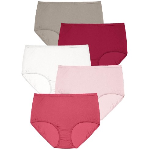 Comfort Choice Women's Plus Size Nylon Brief 5-pack - 15, Red : Target