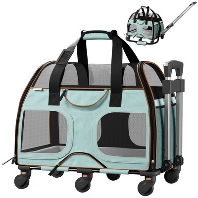 Katziela Airline Compliant Wheeled Pet Carrier With Removable Wheels and Telescopic Handle