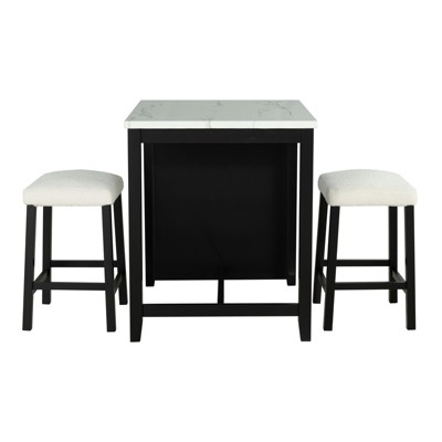 Aukfa 3-Piece Farmhouse Counter Height Dining Set, Wood Kitchen Dining Table Set for Small Places