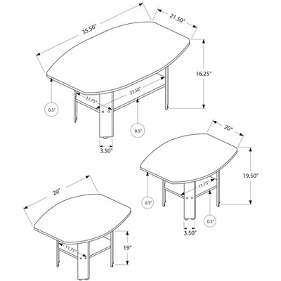 Brown Oak Transitional 3-Piece Coffee and End Table Set