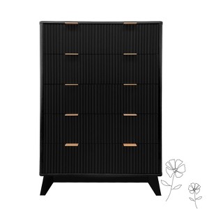 Jojoka Tall 5 Drawer Dresser with Fluted Design, Mid Century Modern Vertical Chest of Drawers for Bedroom or Entryway - 1 of 4