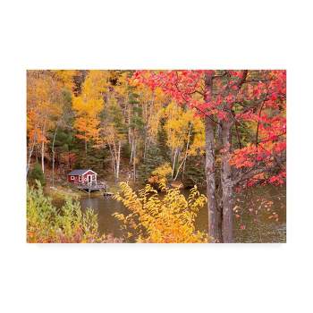 12" x 19" Boathouse In Autumn Marquette Michigan Color by Monte Nagler - Trademark Fine Art