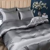 Set of 5 Satin Duvet Cover Set, King Size, Grey Luxury Silky Bedding with Zipper, 1 Duvet+ 4 Pillow Cases - 4 of 4