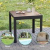 Sonkuki Patio Square Side table, Imitation-wood Top Modern Industrial Style w/Metal Frame, Black - 4 of 4