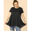 Agnes Orinda Women's Plus Size Ribbed Crew Neck Asymmetrical Hem Flowy Knit Casual Tunic Tops - 3 of 4