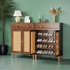 KTMBDW Shoe Cabinet, 4-Tier Shoe Storage Cabinet with Drawer & Adjustable Shelves, Wooden Shoe Rack Organizer with Rattan Doors for Entryway, Hallway - 4 of 4