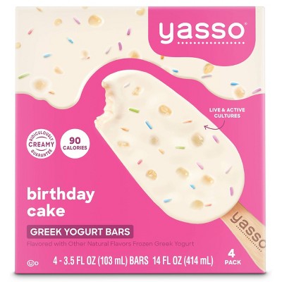 Yasso Frozen Greek Yogurt - Birthday Cake Bars -  14oz/4ct