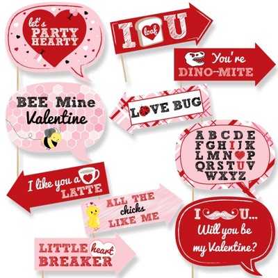 Big Dot of Happiness Funny Valentine's Day - Valentine's Day Photo Booth Props Kit - 10 Piece