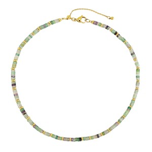 Slate by Rebl Natural Stone Beads Necklace  Stainless Steel - 1 of 4