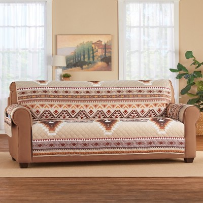 Neutral Southwest Aztec Quilted Sofa Furniture Cover