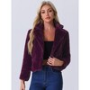 INSPIRE CHIC Women's Autumn Winter Cropped Notch Lapel Faux Fur Fluffy Jacket - 2 of 4