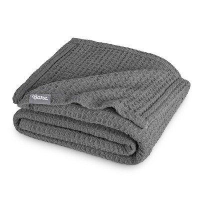 Full/Queen Gray Cotton Waffle Weave Blanket