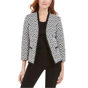 Kasper Womens Zig-Zag Knit Blazer Jacket, Black, 6 - 1 of 1