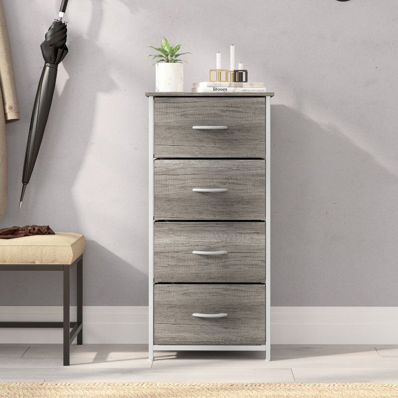 Emma and Oliver 4 Drawer Storage Dresser with Cast Iron Frame, Wood Top and Easy Pull Engineered Wood Drawers with Wooden Handles, 4 of 12