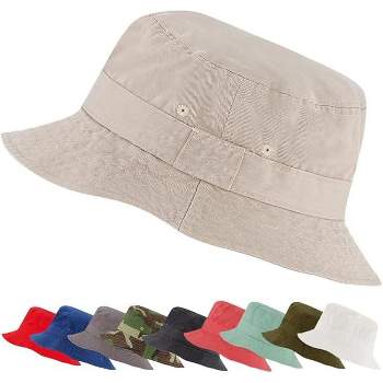 FASHOLIC Bucket Hat Plain Travel Beach Summer Cap, Sun Protection Outdoor Hats for Men and Women