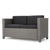 Outdoor Patio Wicker Loveseat Sofa, Modern 2 Seater Love Seat Couch, Comfy Upholstered Loveseat Couches With Water Resistant Cushions - 3 of 4