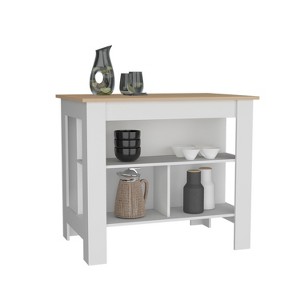 NicBex Kitchen Island Cart with 3 Open Shelves,Kitchen Island with Storage and Large Work Top,Modern Kitchen Cart,Island Table for Kitchen - 1 of 4
