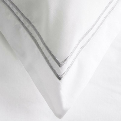 White Cotton King Duvet Cover Set with Satin Stitching