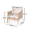 Christopher Knight Home Tarek Outdoor Acacia Wood and Rope Club Chair with Water-Resistant Cushions, Teak/Beige - 3 of 4