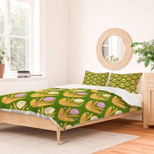 Deny Designs Maritza Lisa Happy White and Purple Dahlias Duvet and Sham Set - 1 of 4