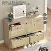 Rattan Dresser for Bedroom, 7 Drawer Dresser for Closet, Double Wood Dressers & Chest of Drawers with Storage for Living Room/Entryway, Natural - 3 of 4