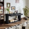 KIGFTSOD Modern 2-Drawer Fluted Console Table with Natural Wood Veneer, Behind Couch for Living Room, Hallway, Entryway, Home Office - 3 of 4