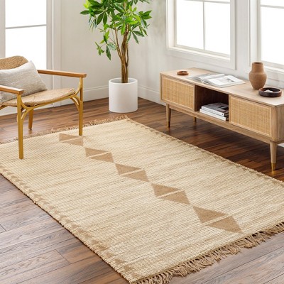 Handmade Khaki Woven Bohemian Rectangular Area Rug 2'3" x 3'9"
