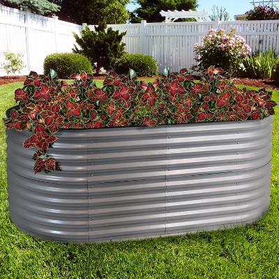Large Silver Galvalume Steel Raised Garden Bed for Outdoor Use